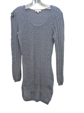 Matty M Gray Cable Knit Long Sleeve Sweater Dress